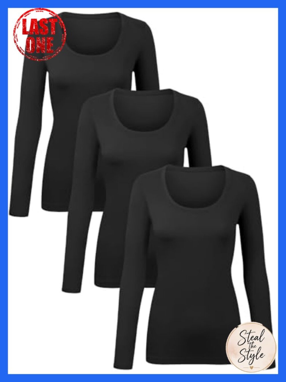 Cotton Long Sleeve Scoop Neck Tee Underscrub Top